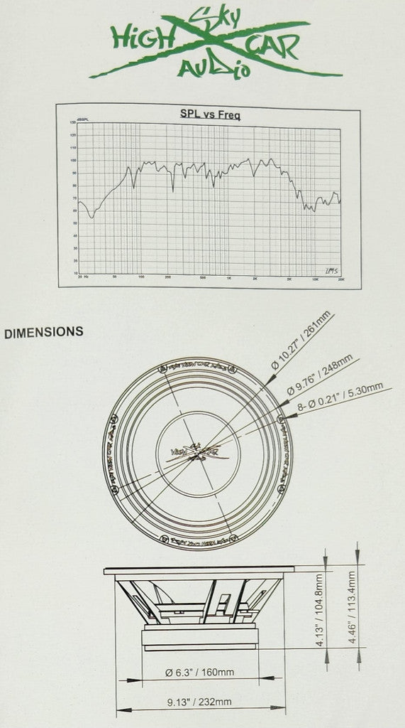 SHCA Pro Audio MB10 10" Midbass Loudspeaker 1000 Watts 8 ohm (Single)