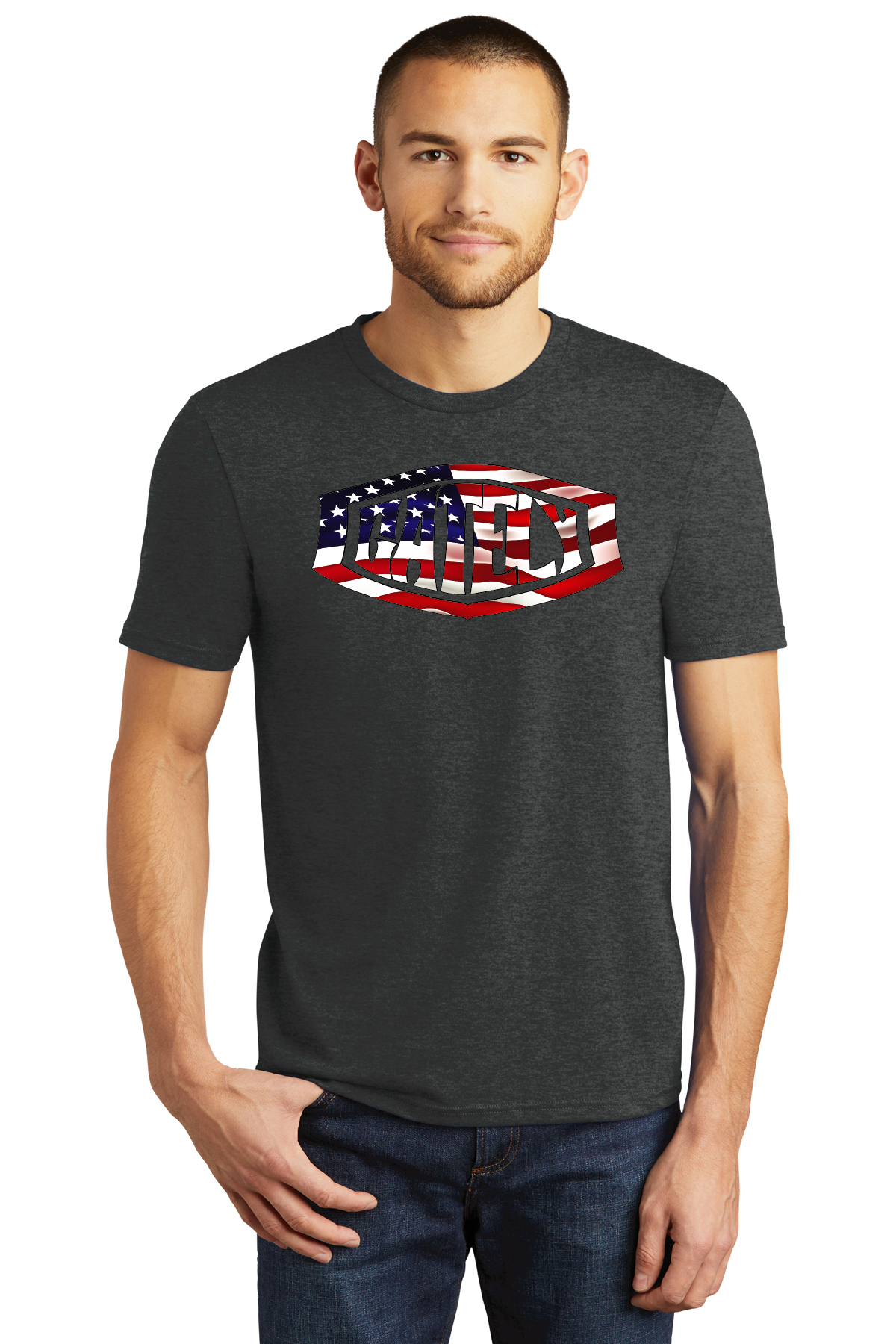 Gately Patriotic Shield T-Shirt in Blackfrost