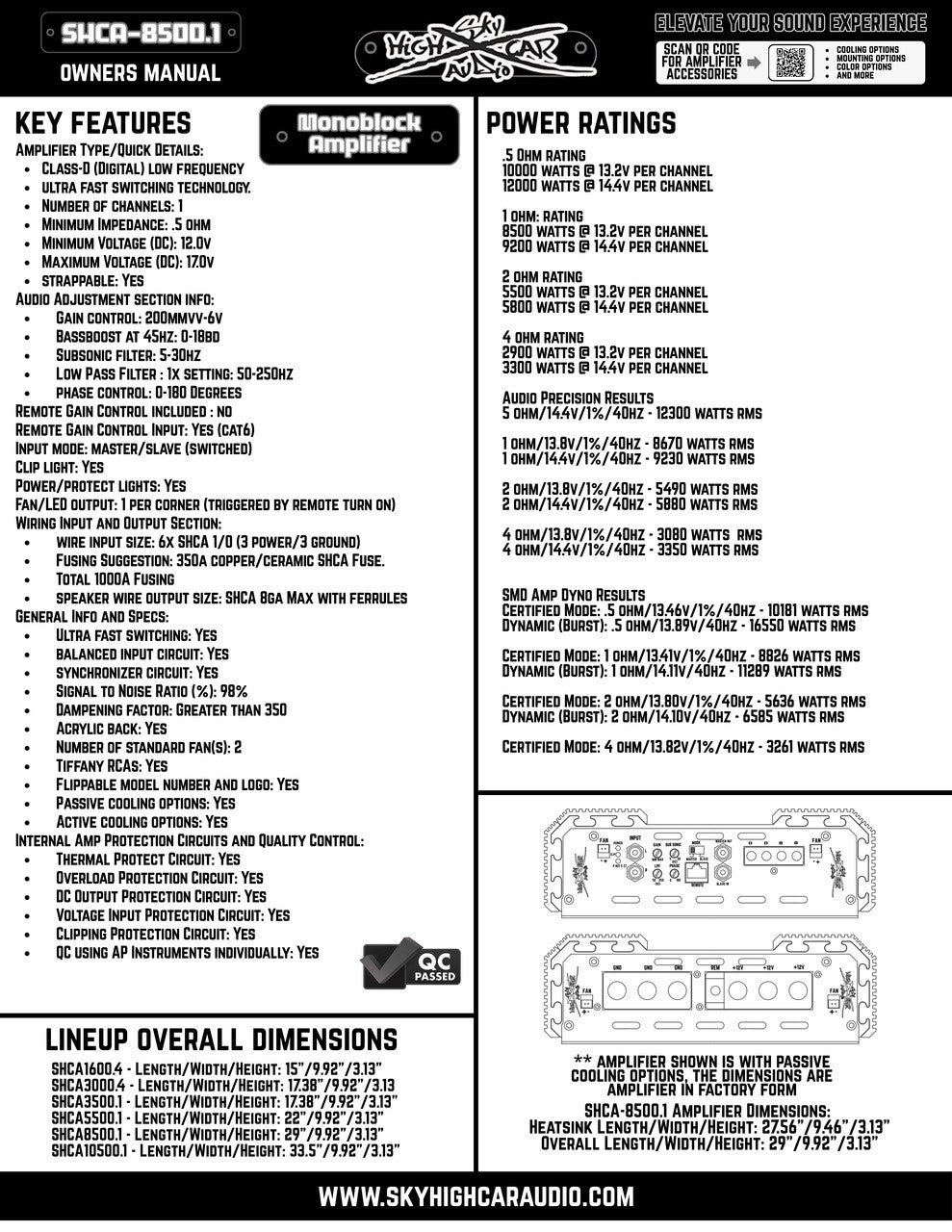 Sky High Car Audio 8500.1 Amplifier