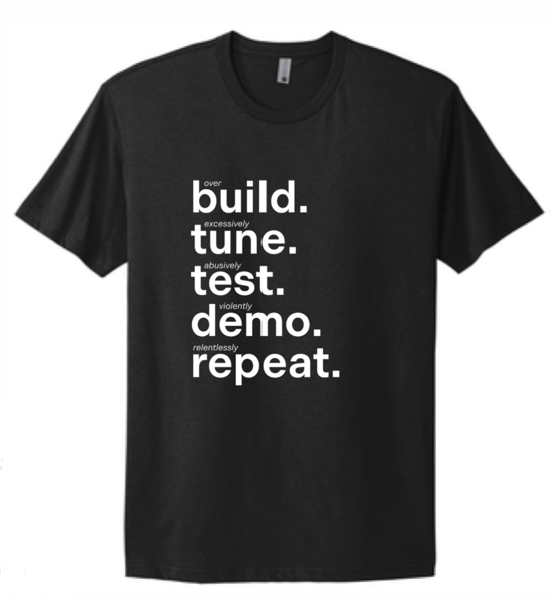 Gately BuildTestTuneDemoRepeat  T-Shirt in Black