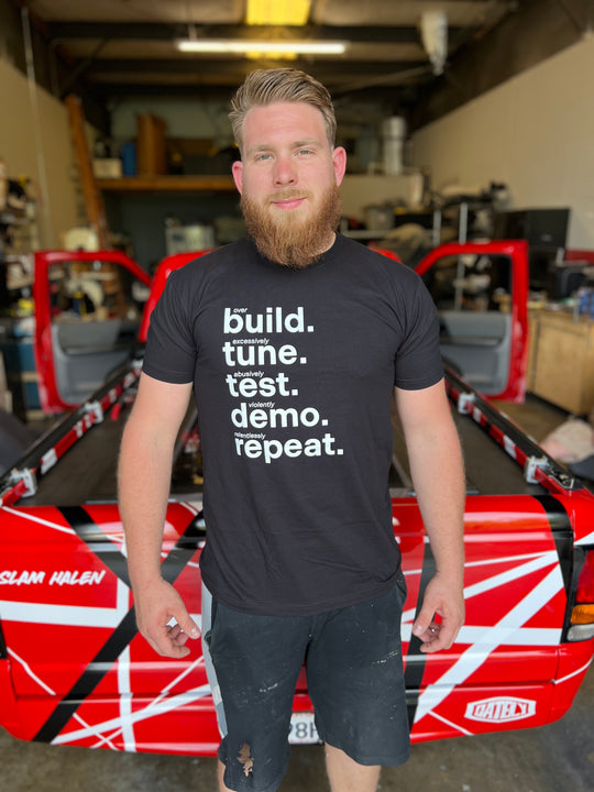 Gately BuildTestTuneDemoRepeat  T-Shirt in Black