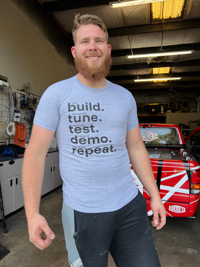 Gately BuildTestTuneDemoRepeat  T-Shirt in Grey