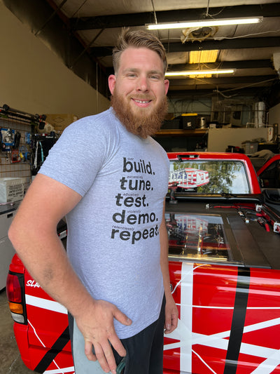 Gately BuildTestTuneDemoRepeat  T-Shirt in Grey