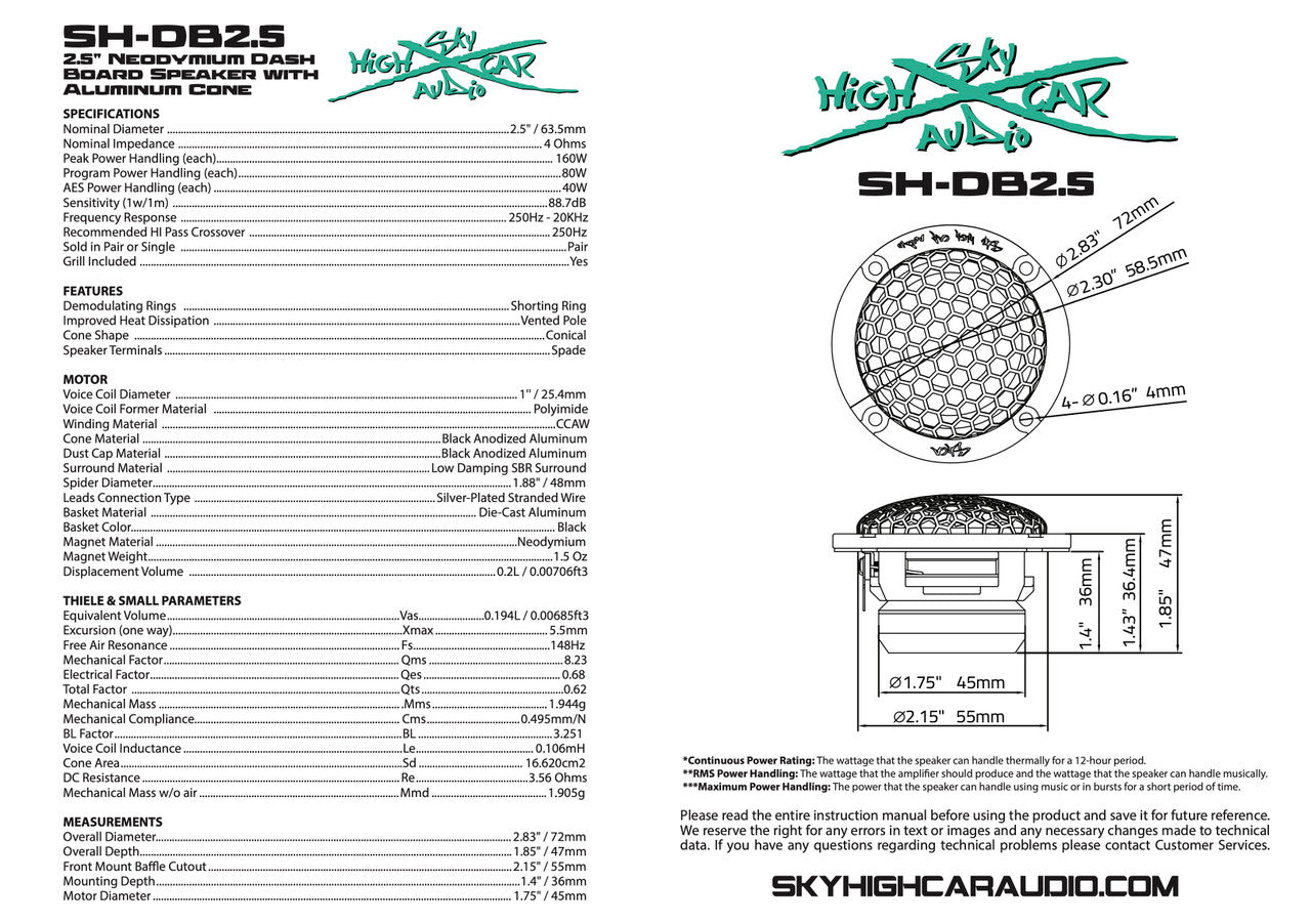 Sky High Car Audio SH-DB2.5 2.5