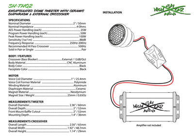 Sky High Car Audio 2" Encapsulated Dome Tweeter with Ceramic Diaphragm