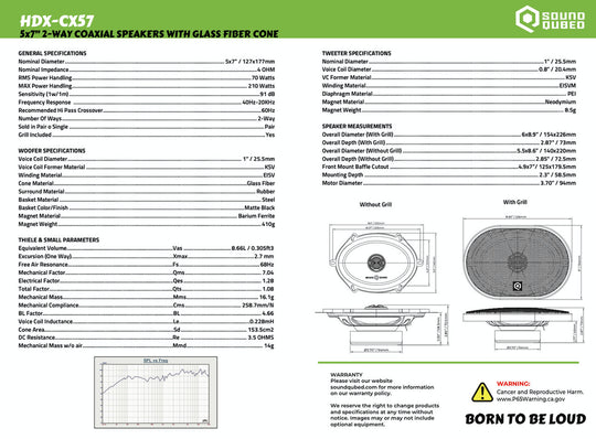 Soundqubed HDX Series 5x7" Coaxial 2-way Speakers (Pair)