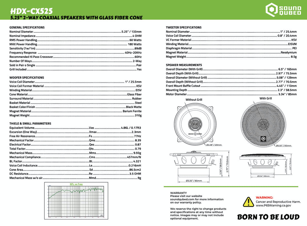 Soundqubed HDX Series 5.25" Coaxial 2-way Speakers (Pair)