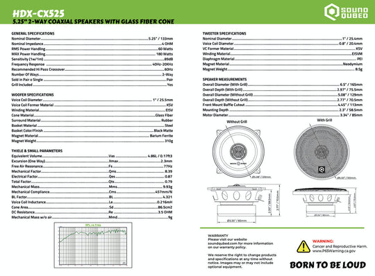 Soundqubed HDX Series 5.25" Coaxial 2-way Speakers (Pair)