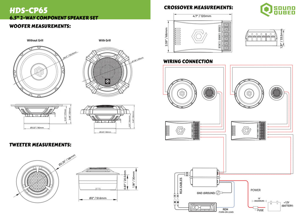 Soundqubed HDS Series 6.5" Components 2-way Speakers (Pair)