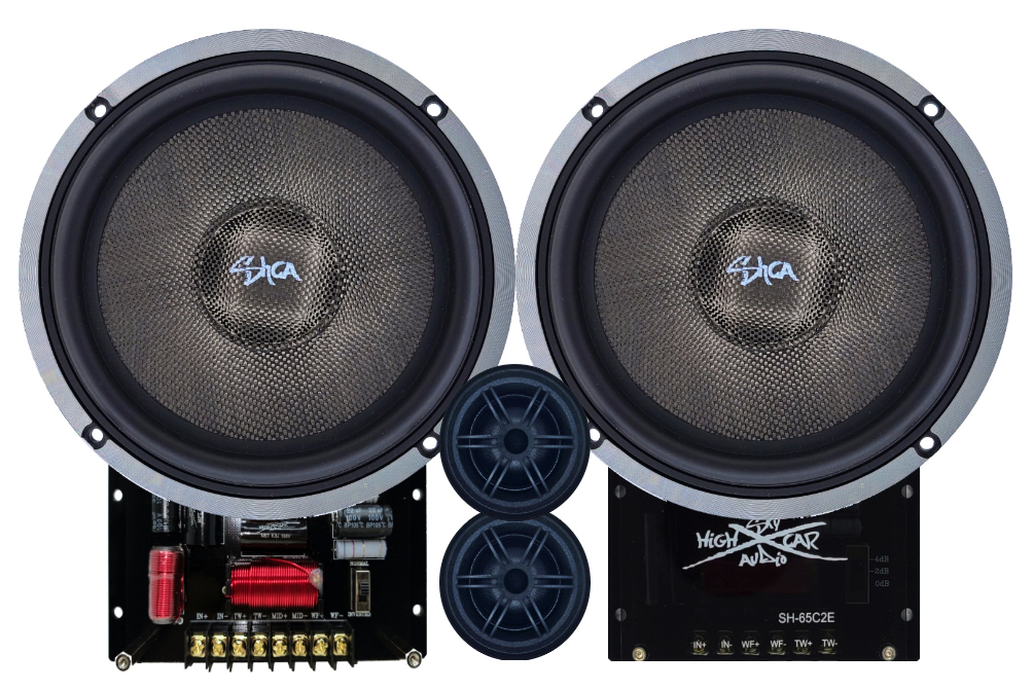 SHCA 65C2E 2 Way 6.5" Component Set 4 ohm (Ferrite Motors, Silk Dome)